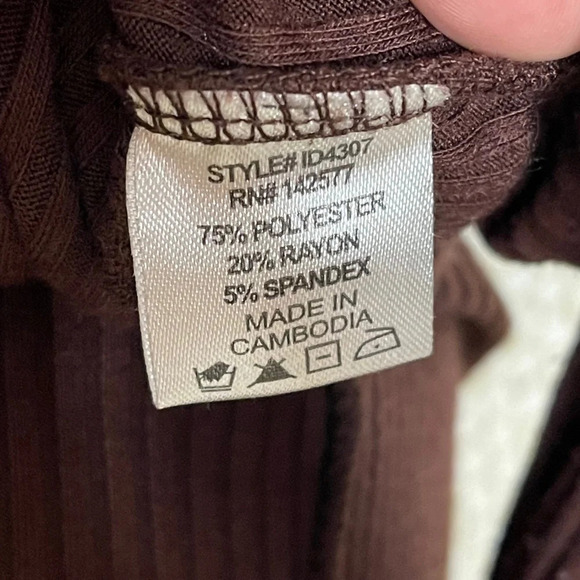 Dark Brown Button Down Bodycon Ribbed Sweater Dress Iris Boutique Brand Size L - Picture 7 of 8